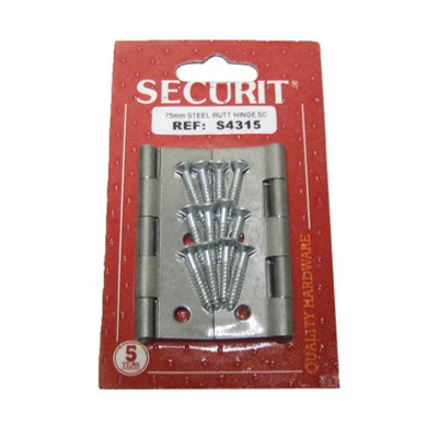 1 x Pair of Inch (75mm) Silver Butt Hinges / Door Furniture