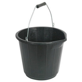 1 x PEGDEV - PDL - Black Builders Bucket, Made in the U.K. - Perfect for Construction, Animal Feed, and More (3 Gallon)