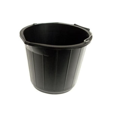 1 x PEGDEV - PDL - Black Builders Bucket, Made in the U.K. - Perfect for Construction, Animal Feed, and More (3 Gallon)