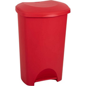1 x Red 50L Recycling Commercial Medical Utility Waste Trash Pedal Bin With Hands Free Foot Pedal Operation