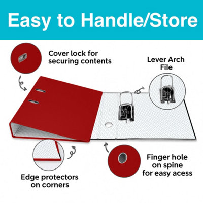 1 x Red Lever Arch File A4 Ring Binder Folder Files Office Document Storage