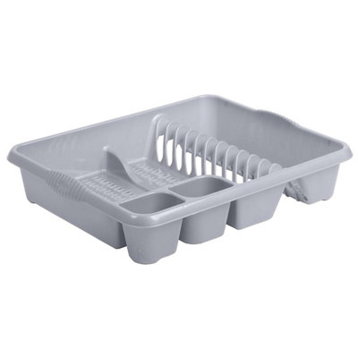 1 x Silver Kitchen Counter Rack Dish Drainer With Integral Handles