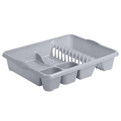 1 x Silver Large Dish Drainer Counter Rack With Integral Handles