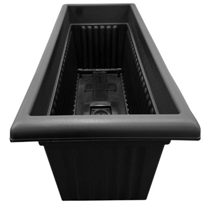 1 x Sovereign Trough Slate Grey 70cm Lightweight Plastic Planter For Growing Flowers