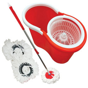 1 x Spin & Clean 360 Super Absorbent Red Mop Bucket Set For Cleaning Hard Floors