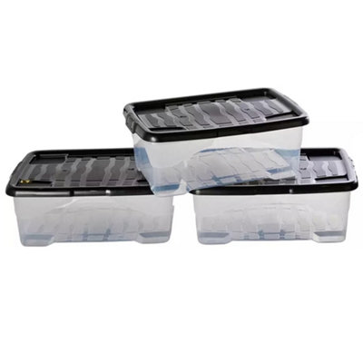 1 x Stackable & Strong Durable 30 Litre Curve Plastic Storage Box With ...