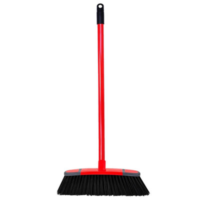 1 x Stiff Bristle Red Long Handled Broom Great For Sweeping Up Hard Floors Indoor & Outdoor