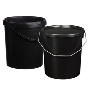 1 x Strong Heavy Duty 10L Black Multi-Purpose Plastic Storage Buckets With Lid & Handle