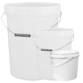 1 x Strong Heavy Duty 20L White Multi-Purpose Plastic Storage Buckets With Lid & Handle