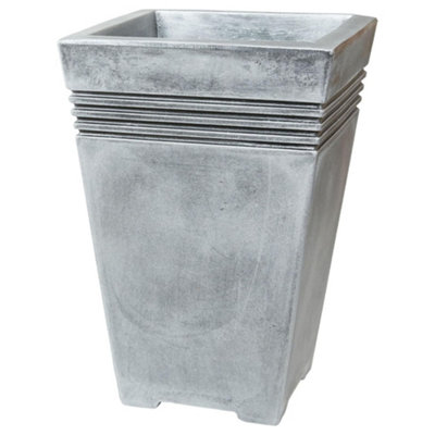 1 x Tall Venice Planter Lightweight Grey Flower Pots For Home, Garden & Patios