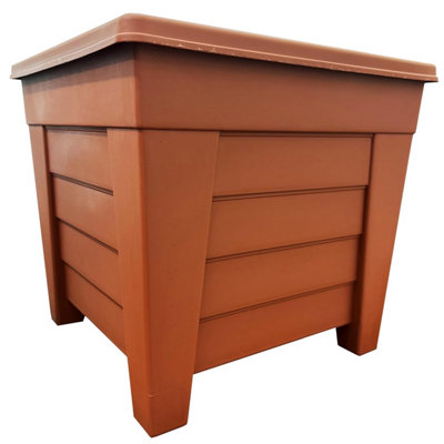 1 x Terracotta 33cm Square Garden Plant Pot Perfect For Indoor & Outdoor Flowers