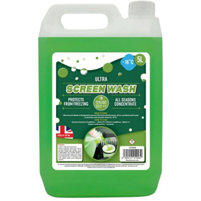 1 x Ultra 5 Litre Car Screen Wash All Seasons Streak Free Finish Down To -16C Concentrate 10:1