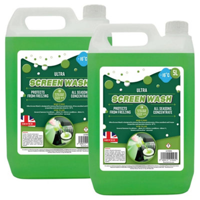 1 x Ultra 5 Litre Car Screen Wash All Seasons Streak Free Finish Down To -16C Concentrate 10:1
