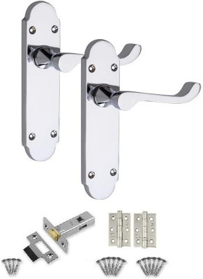 1 x Victorian Epsom Design Scroll Handle Ball Bearing Hinges and Latch Set