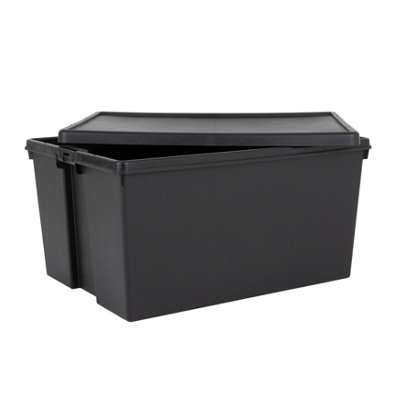 watanababyページ‼️マッドブラック３段BOX 1 x Wham Bam 150L Stackable Recycled Plastic Storage Box & Lid Black
