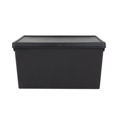 1 x Wham Bam 150L Stackable Recycled Plastic Storage Box & Lid Black