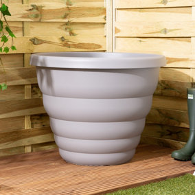 1 x Wham Beehive 66cm Round Recycled Plastic Pot Cement Grey