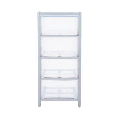 1 x Wham Deep 4 Drawer Tower Steel/Clear (Home & Office Storage Organisation) - 4