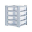1 x Wham Shallow 4 Drawer Tower Steel/Clear (Home & Office Storage Organisation)