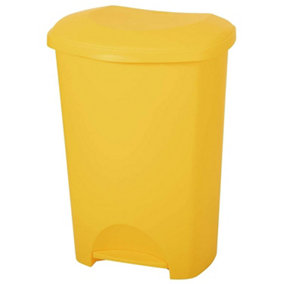 1 x Yellow 50L Recycling Commercial Medical Utility Waste Trash Pedal Bin With Hands Free Foot Pedal Operation