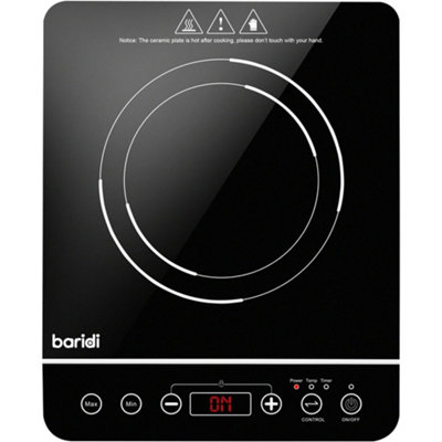 1 Zone Portable Induction Hob - 200-2000W Black Worktop Electric Stove 13A Plug