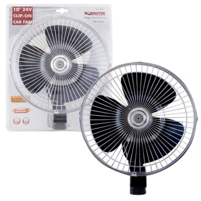10" 24v Clip On Car Oscillating Fan Cable Speed Controller Truck Van Cooling Air Breeze Cooler Fans Cars Vehicle Automotive