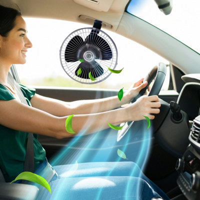 10" 24v Clip On Car Oscillating Fan Cable Speed Controller Truck Van Cooling New