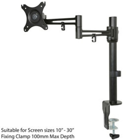 10 30" Monitor Desk Bracket Adjustable Height Screen Mount Arm Tilt & Swivel