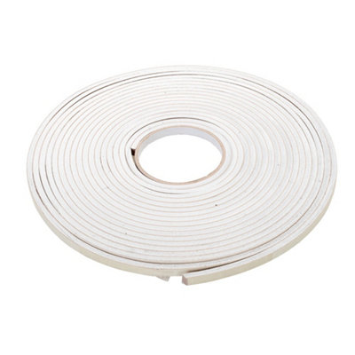 10.5m WHITE Self Adhesive EVA Foam Sticky Strip Tape Seals 3-8mm