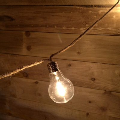 10 A60 Bulb 4.5m Jute Rope Party Festoon Christmas Outdoor Lights in Warm White - 4