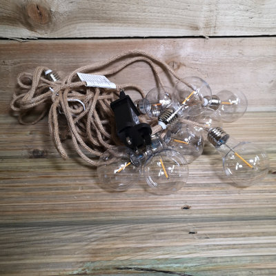 10 A60 Bulb 4.5m Jute Rope Party Festoon Christmas Outdoor Lights in Warm White - 7