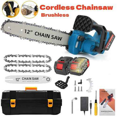 10 and 12 inch cordless chainsaw , electric handheld cutter, 2 battery ...