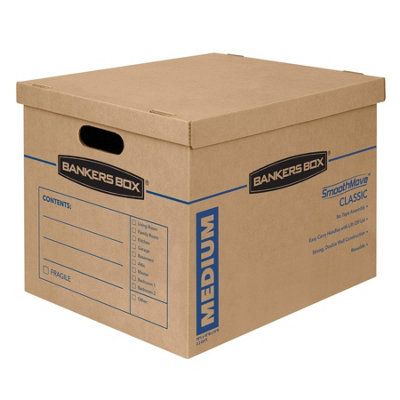 10 BANKERS BOX Cardboard Moving Boxes - 38L Heavy Duty Double Wall Boxes - 44.5 x 32.5 x 26cm - Pack of 10