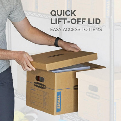 10 BANKERS BOX Cardboard Moving Boxes - 38L Heavy Duty Double Wall Boxes - 44.5 x 32.5 x 26cm - Pack of 10 - 3