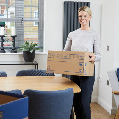 10 BANKERS BOX Cardboard Moving Boxes - 39L Heavy Duty Double Wall Boxes - 47 x 32 x 26cm - Pack of 10