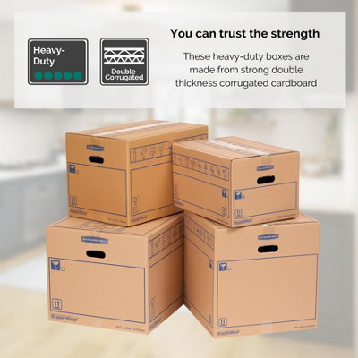 10 BANKERS BOX Cardboard Moving Boxes - 39L Heavy Duty Double Wall Boxes - 47 x 32 x 26cm - Pack of 10