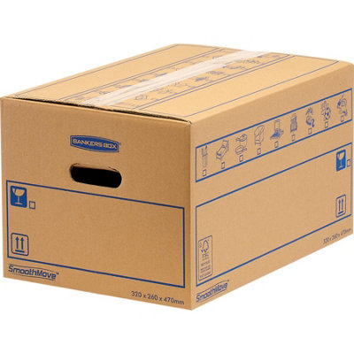 10 BANKERS BOX Cardboard Moving Boxes - 39L Heavy Duty Double Wall Boxes - 47 x 32 x 26cm - Pack of 10 - 7