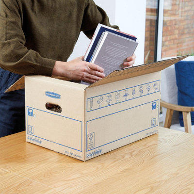10 BANKERS BOX Cardboard Moving Boxes - 39L Heavy Duty Double Wall Boxes - 47 x 32 x 26cm - Pack of 10 - 8