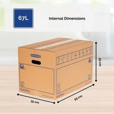 10 BANKERS BOX Cardboard Moving Boxes - 67L Heavy Duty Double Wall Boxes - 35 x 35 x 55cm - Pack of 10 - 6