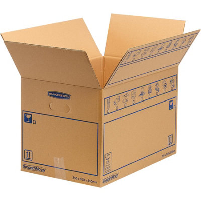 10 BANKERS BOX Cardboard Moving Boxes - 67L Heavy Duty Double Wall Boxes - 35 x 35 x 55cm - Pack of 10 - 8