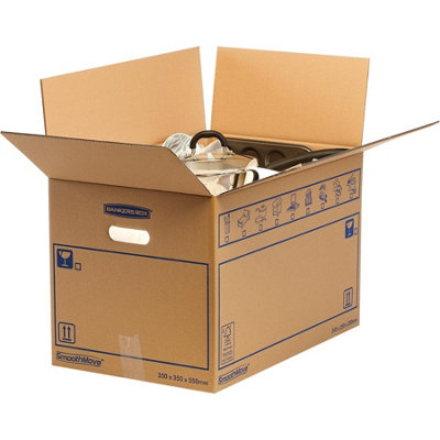 10 BANKERS BOX Cardboard Moving Boxes - 67L Heavy Duty Double Wall Boxes - 35 x 35 x 55cm - Pack of 10 - 9