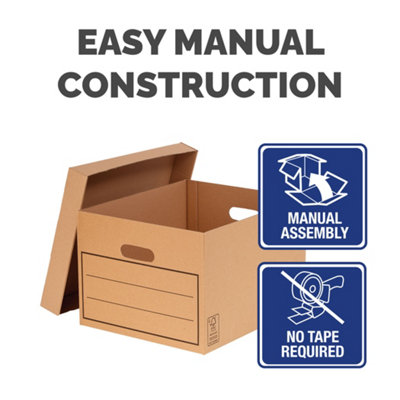 10 BANKERS BOX Multi-Use Storage Box with Lids - Cardboard Storage Box - W32 x H25 x D39cm - Pack of 10 - Brown