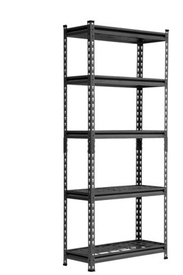 10 Bays - 152 X 75 X 30cm - Black - 5 Tier Boltless Heavy Duty Wire Shelving Unit - 1000kg Load Weight