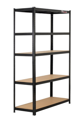 10 Bays - 180 x 120 x 45cm - Black - 5 Tier Boltless Heavy Duty Garage Shelving Unit - 1000kg Load Weight