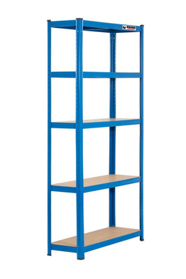 10 Bays - 180 x 90 x 30cm - Blue - 5 Tier Boltless Heavy Duty Garage Shelving Unit - 1000kg Load Weight