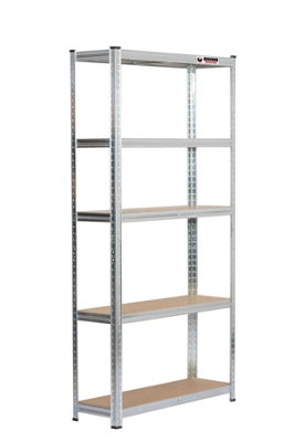 10 Bays - 180 x 90 x 30cm - Galvanised - 5 Tier Boltless Heavy Duty Garage Shelving Unit - 1000kg Load Weight