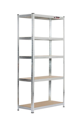 10 Bays - 180 x 90 x 40cm - Galvanised - 5 Tier Boltless Heavy Duty Garage Shelving Unit - 1000kg Load Weight