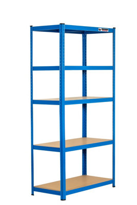 10 Bays - 180 x 90 x 45cm - Blue - 5 Tier Boltless Heavy Duty Garage Shelving Unit - 1000kg Load Weight