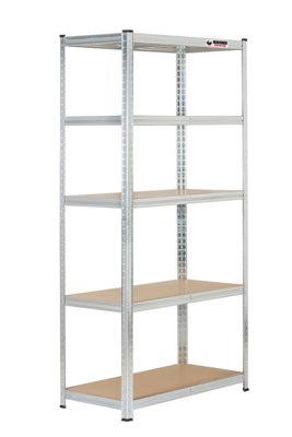 10 Bays - 180 x 90 x 45cm - Galvanised - 5 Tier Boltless Heavy Duty Garage Shelving Unit - 1000kg Load Weight