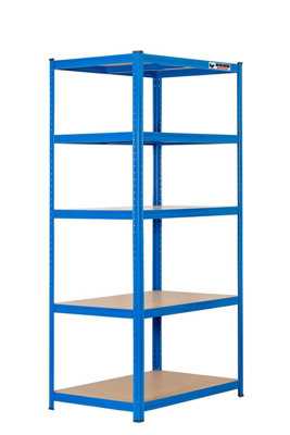 10 Bays - 180 x 90 x 60cm - Blue - 5 Tier Boltless Heavy Duty Garage Shelving Unit - 1000kg Load Weight